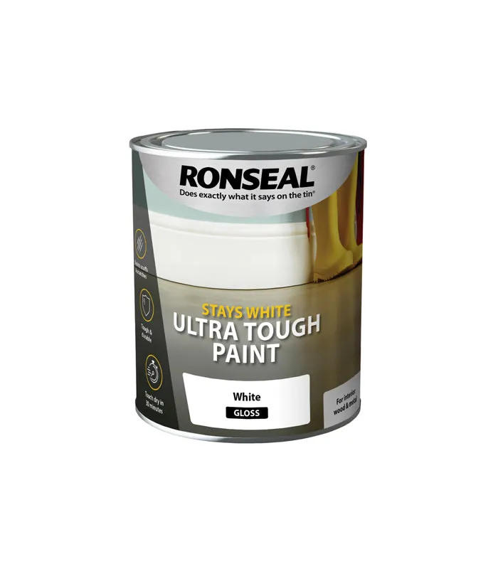 Ronseal Stays White Ultra Tough Paint - Brilliant White