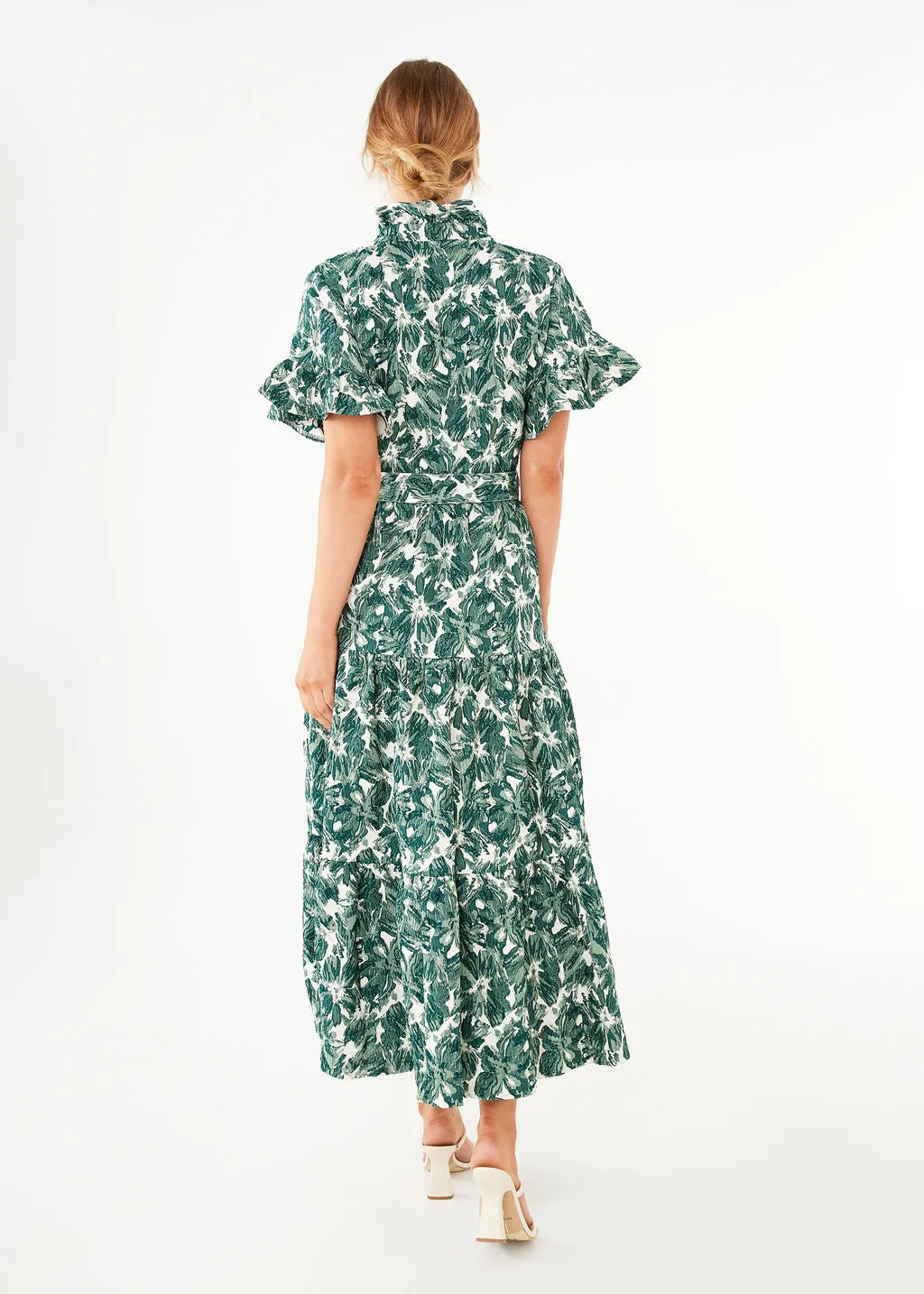 Sadie Maxi Dress Green Hibiscus Jacquard