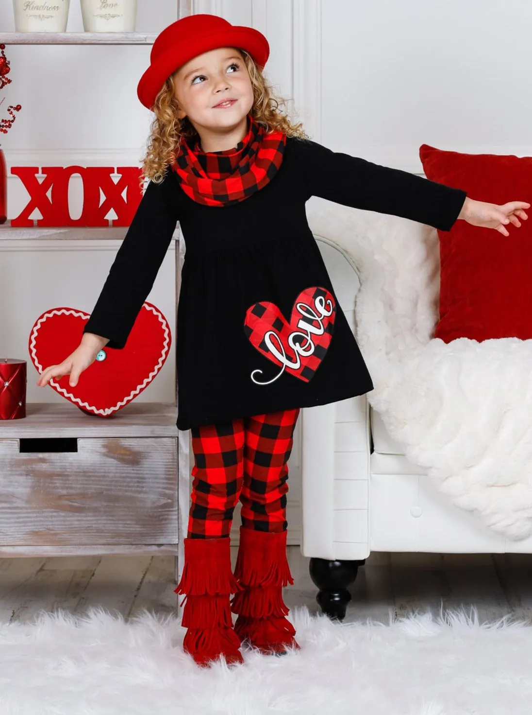 Sending Her Love Heart Tunic, Scarf and Legging Set