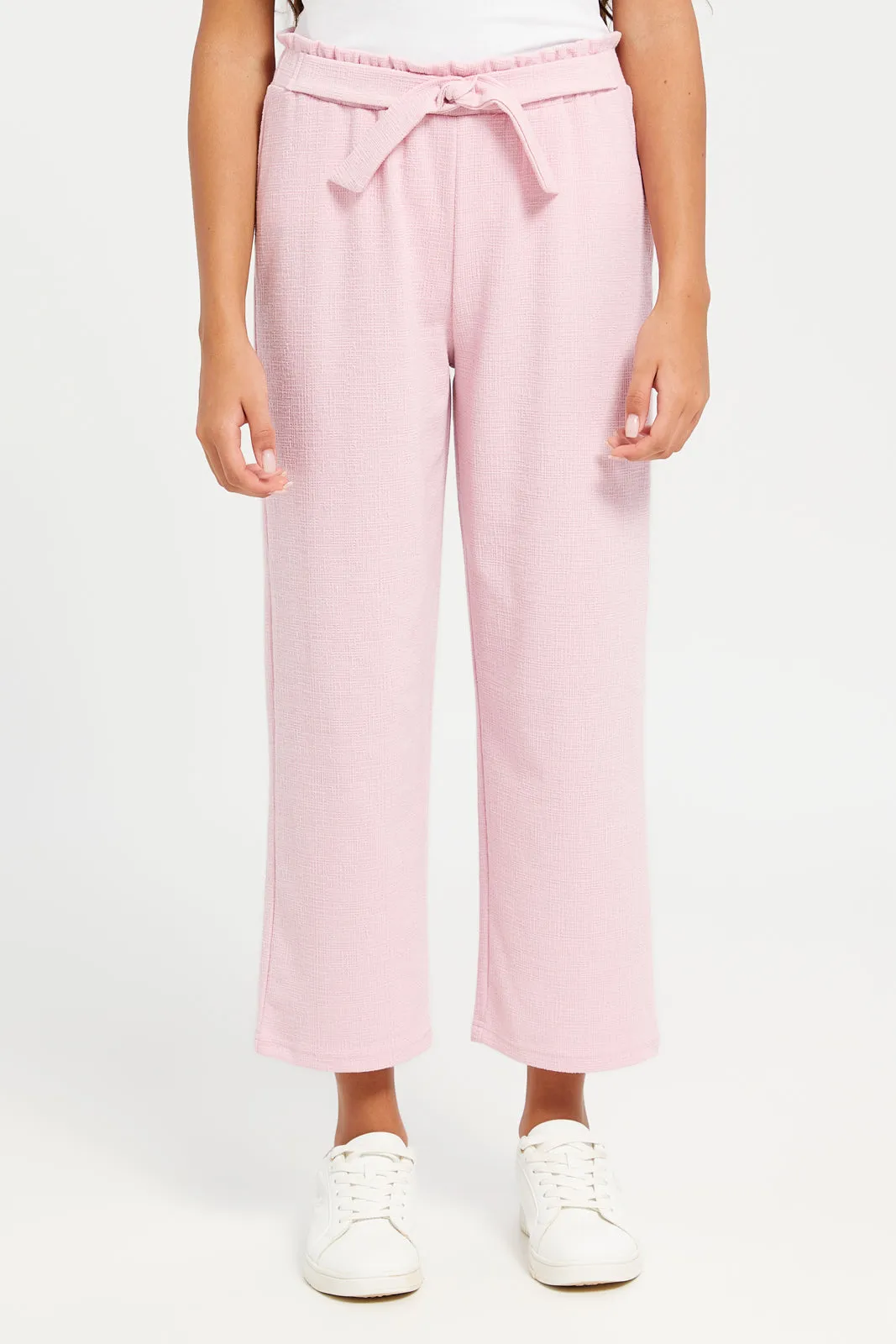 Senior Girls Pink Jacquard Culottes