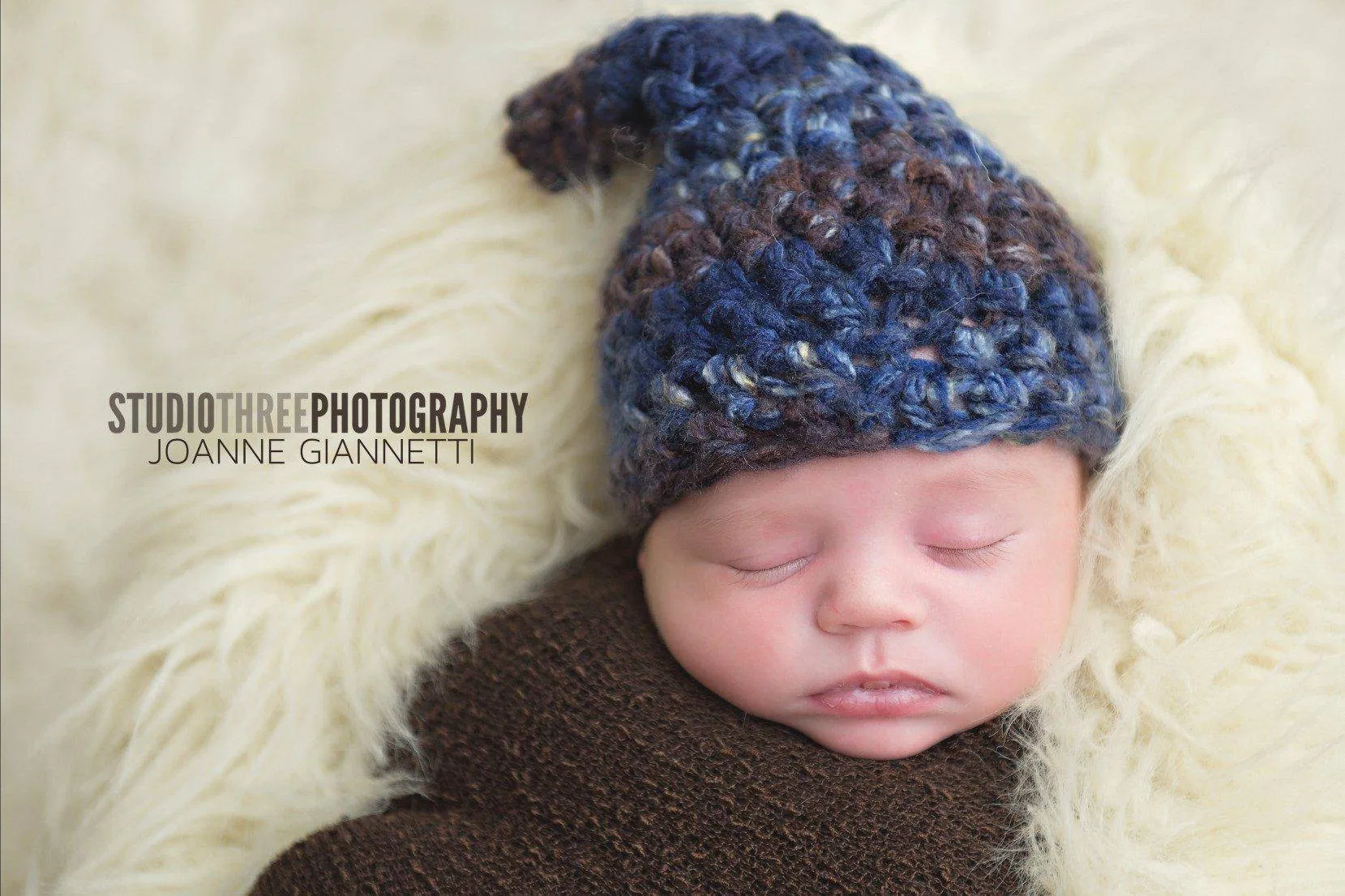 SET Blue Jean Newborn Gnome Hat and Stretch Knit Wrap