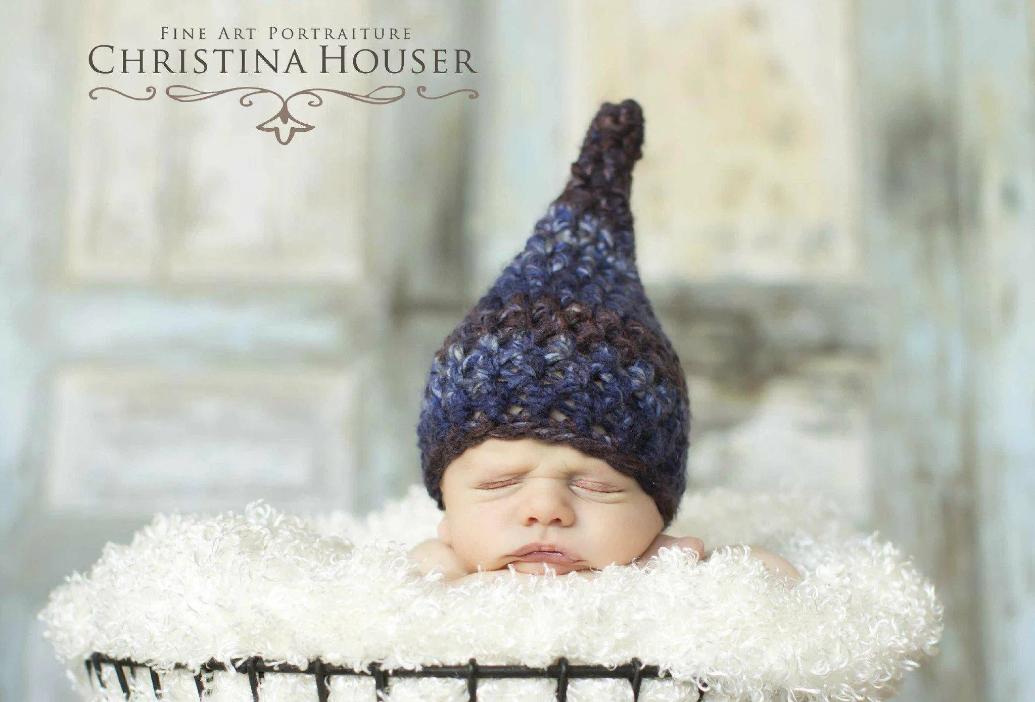 SET Blue Jean Newborn Gnome Hat and Stretch Knit Wrap