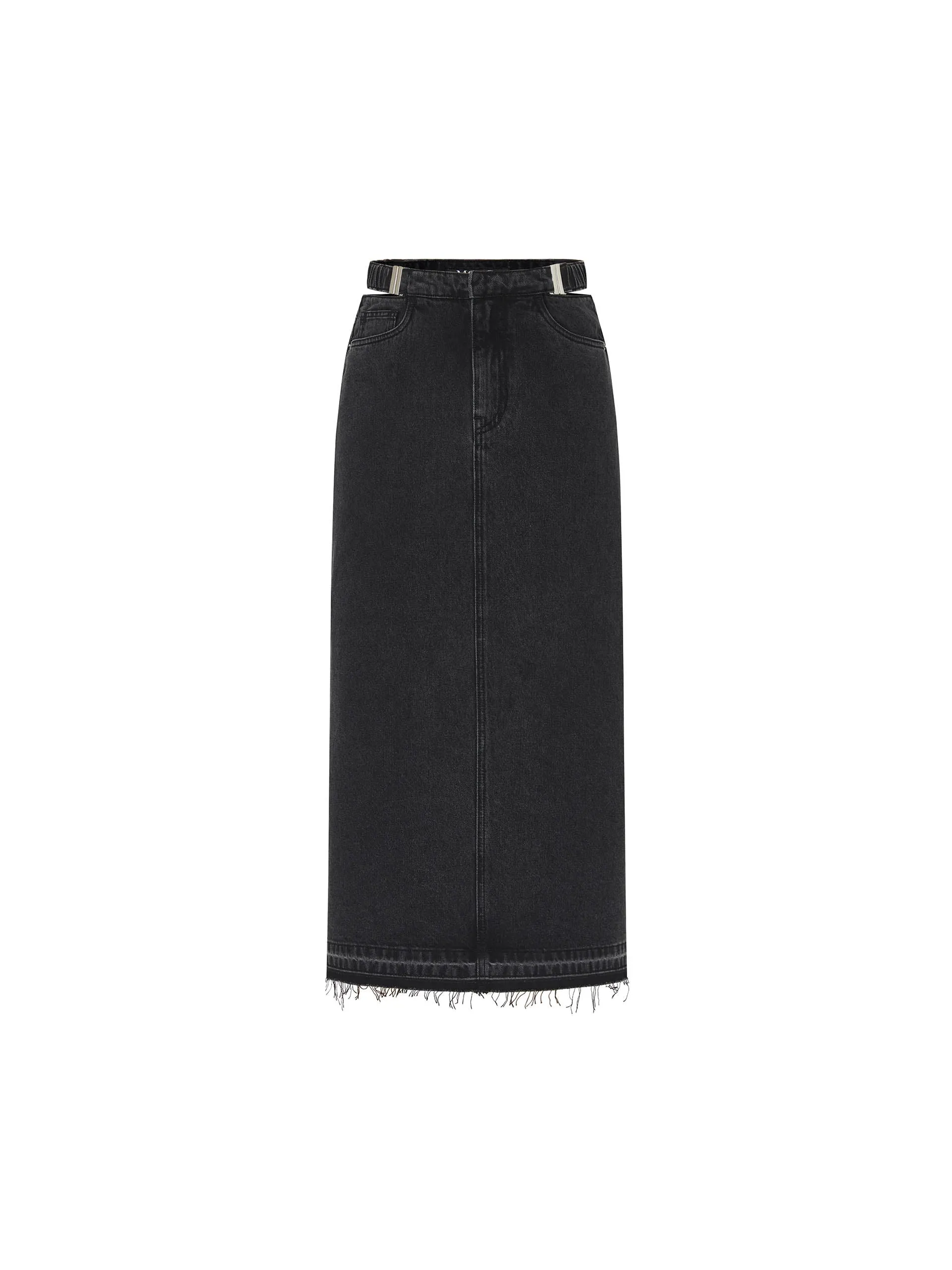 Slit Back Maxi Denim Skirt