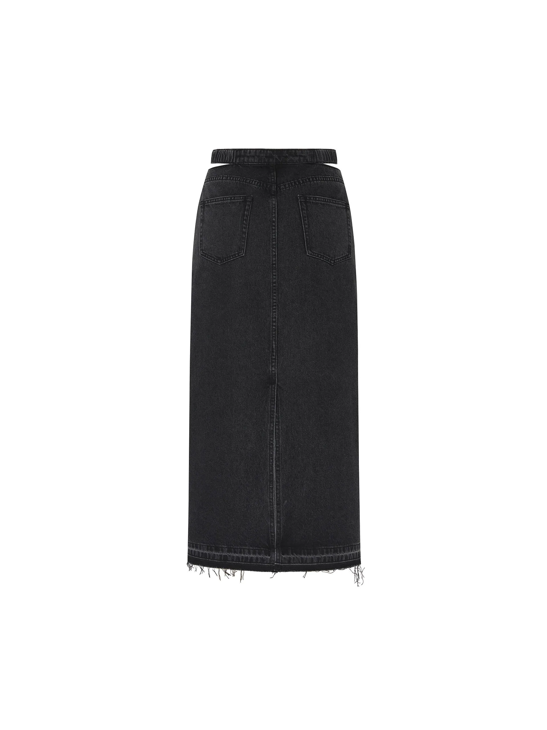 Slit Back Maxi Denim Skirt