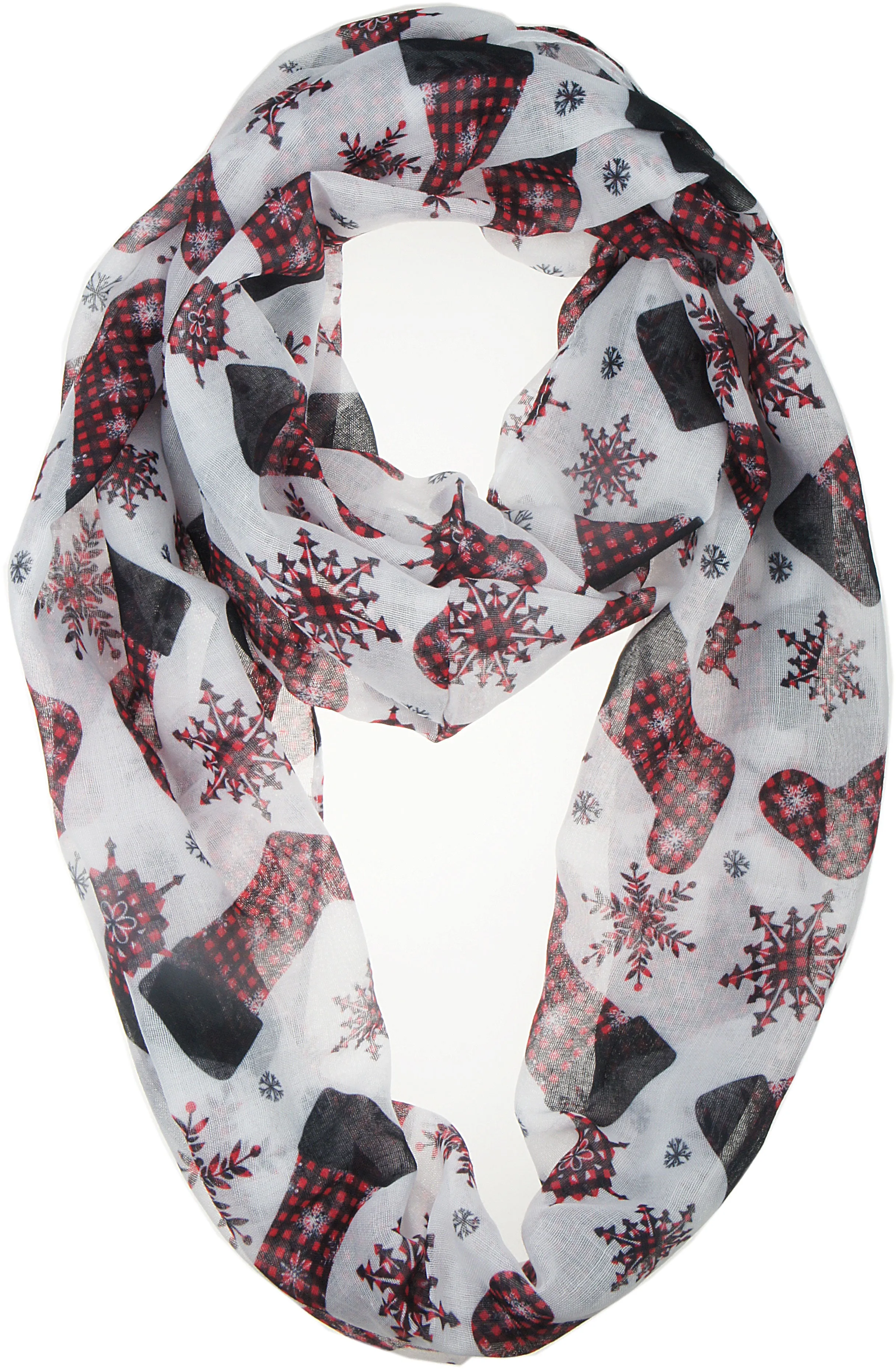 Soft Lightweight Christmas Holiday Sheer Infinity Scarf for Women Girls