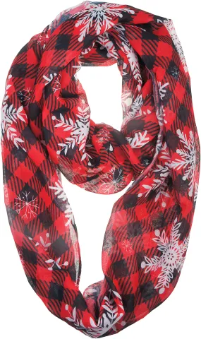 Soft Lightweight Christmas Holiday Sheer Infinity Scarf for Women Girls