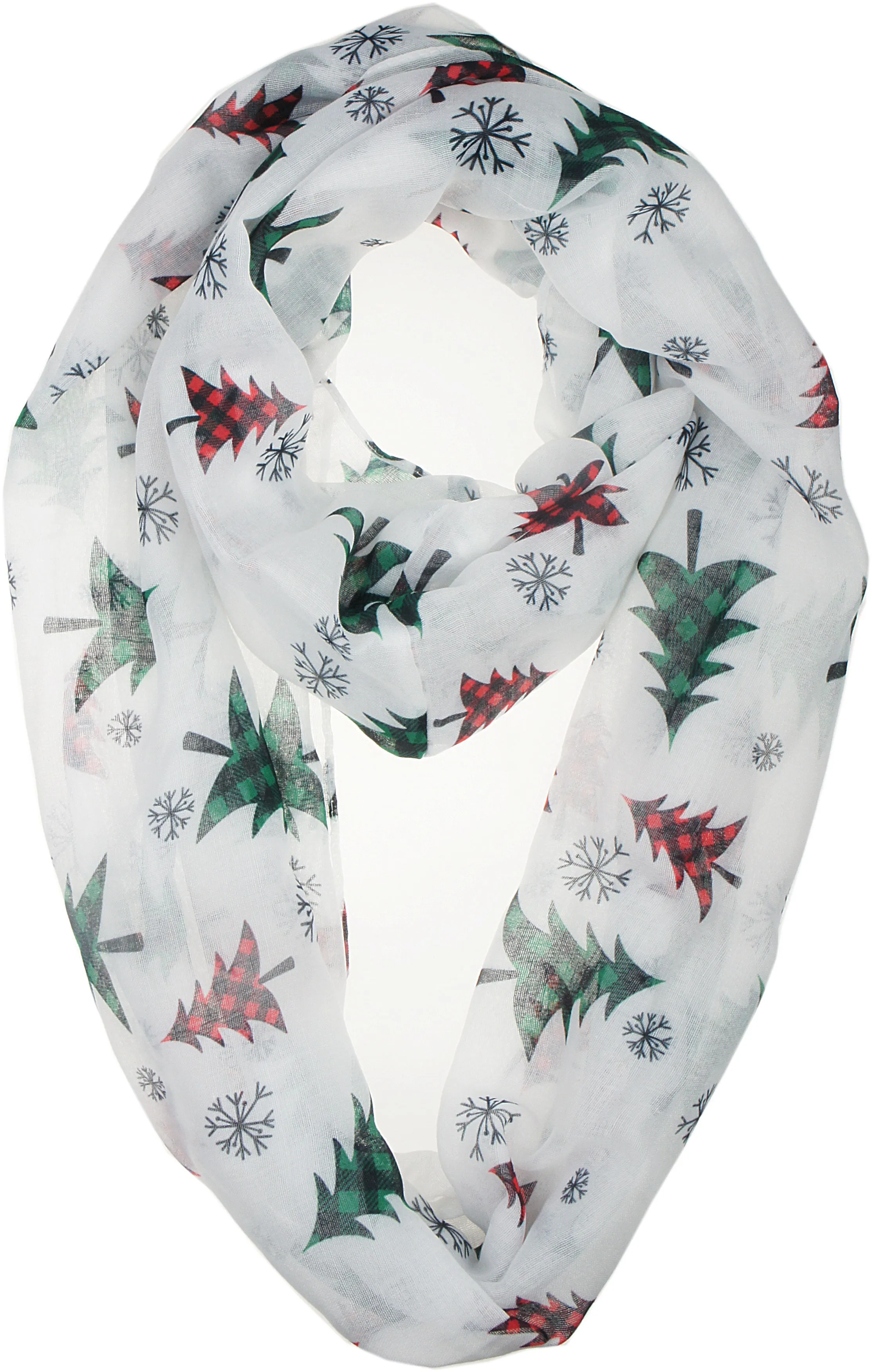 Soft Lightweight Christmas Holiday Sheer Infinity Scarf for Women Girls