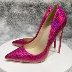 Sparkling Crocodile Pattern Pointed Toe Shoes