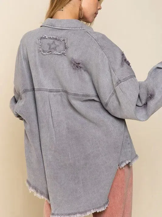 Spice Up Your Life Fringe Distressed Oversized Shacket