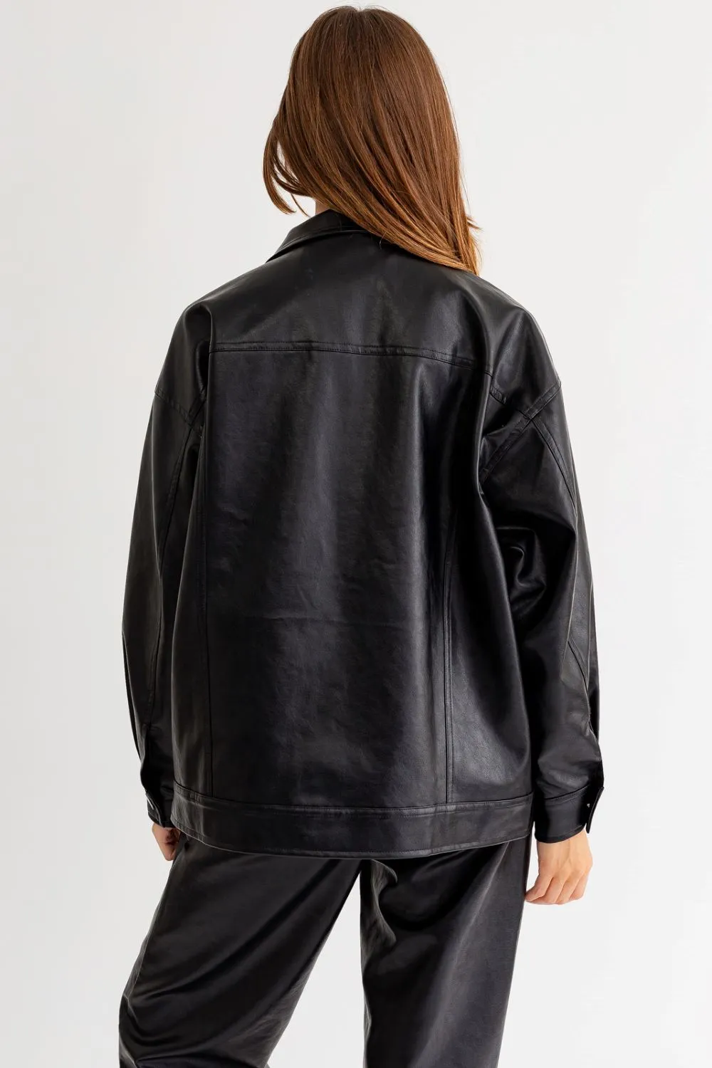 Stevie Faux Leather Boyfriend Jacket