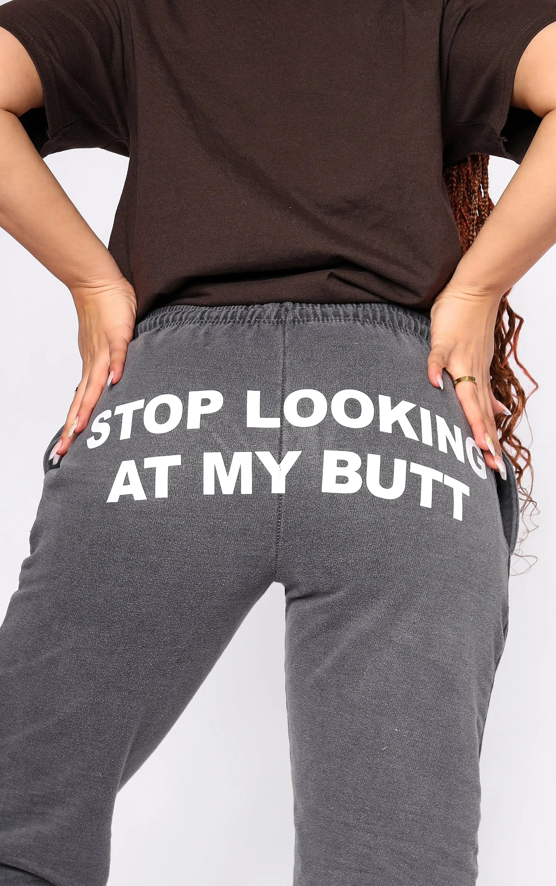 Stop Looking at my Butt Charcoal Cuffed Joggers