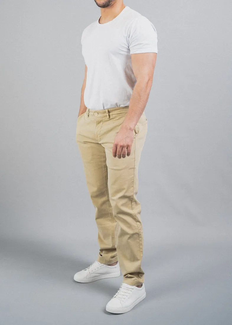 STRAIGHT FIT CHINOS - BEIGE