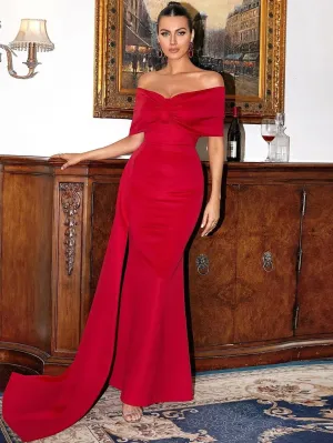 Strapless Backless Red Mermaid Evening Dress XJ1286