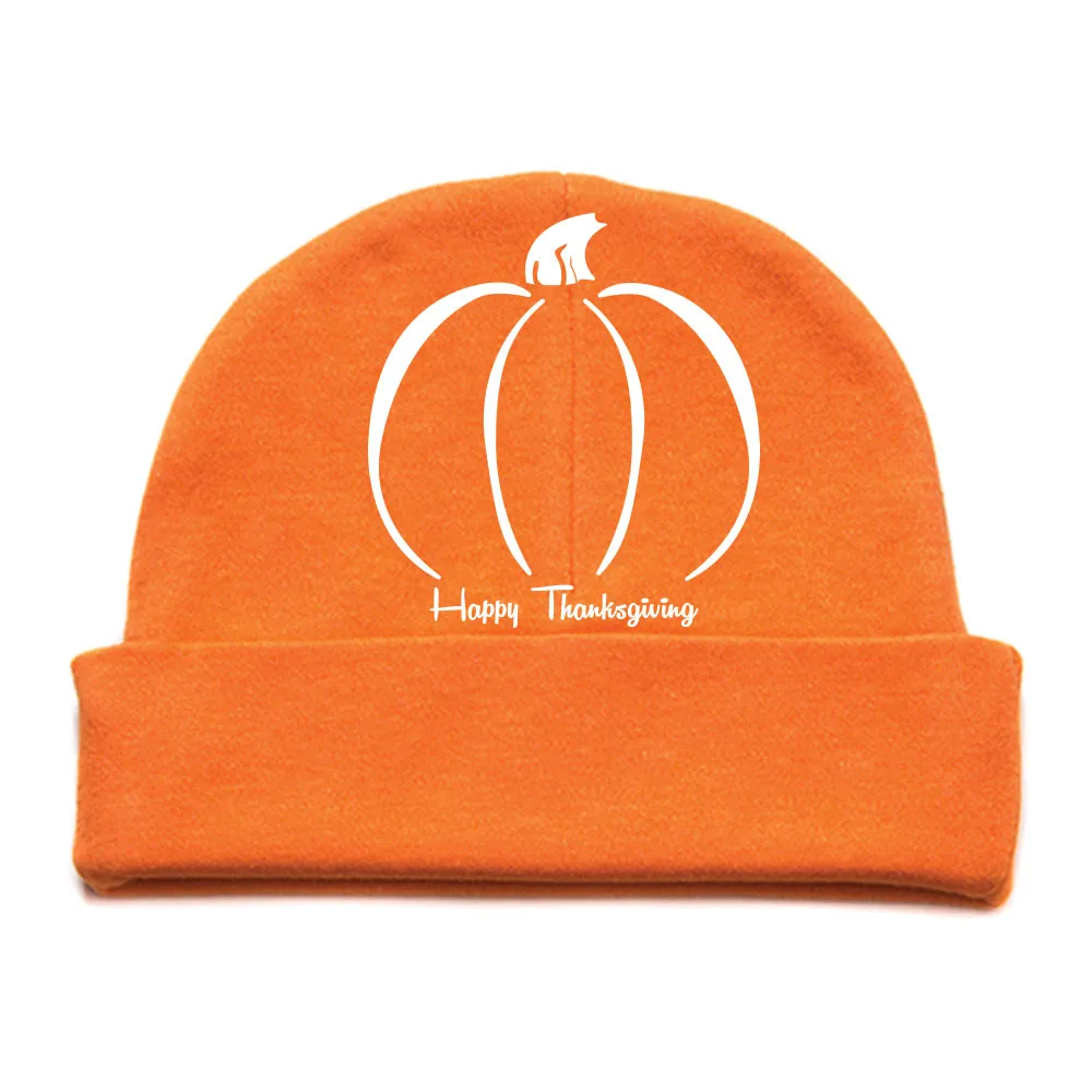 Thanksgiving Pumpkin Infant Baby 100% Cotton Knit Beanie Cap Hat