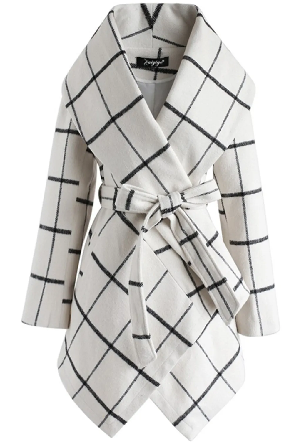 Tweed Belt Plaid Coat