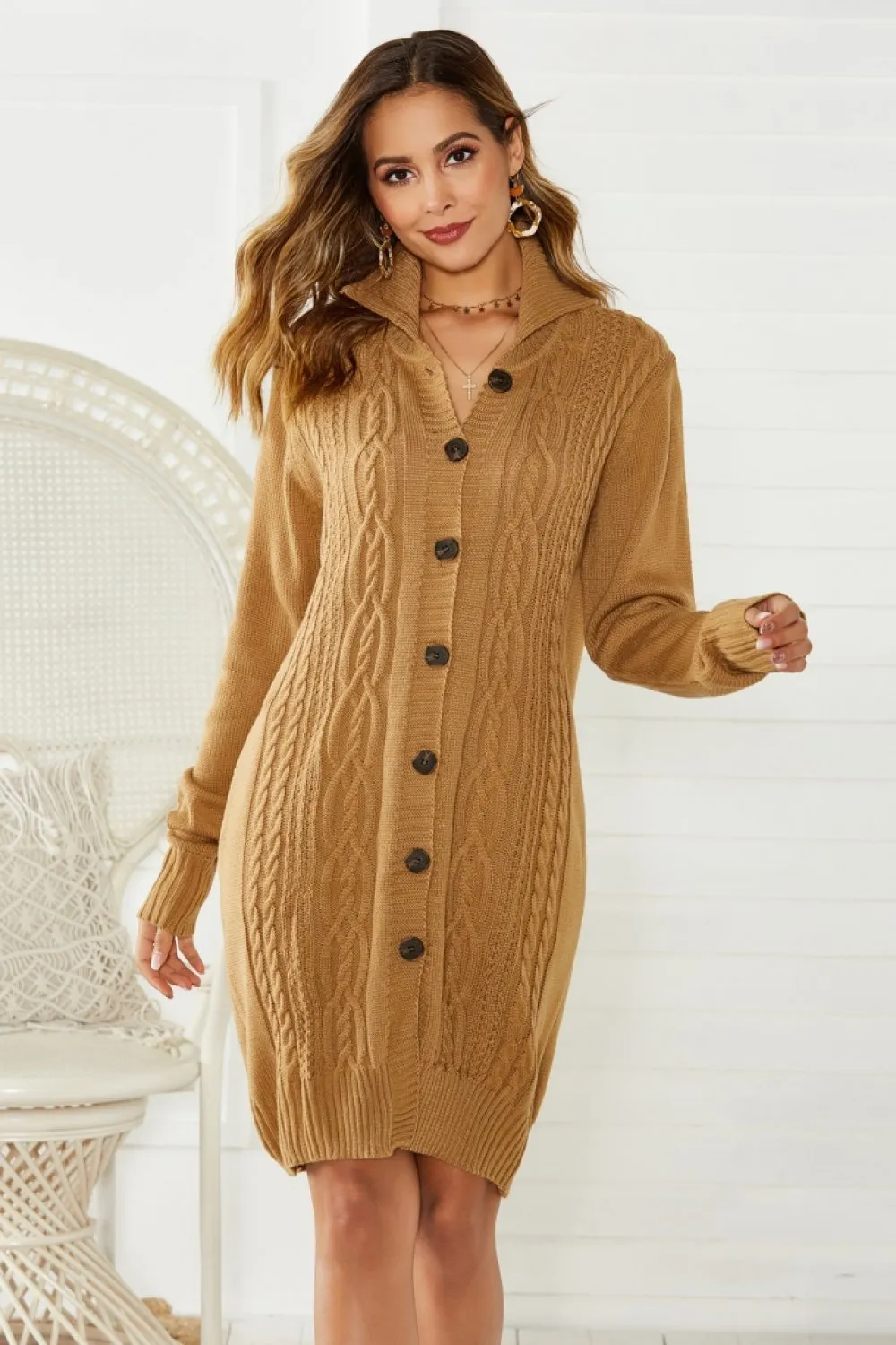 Twist Single Breasted Knit Dress