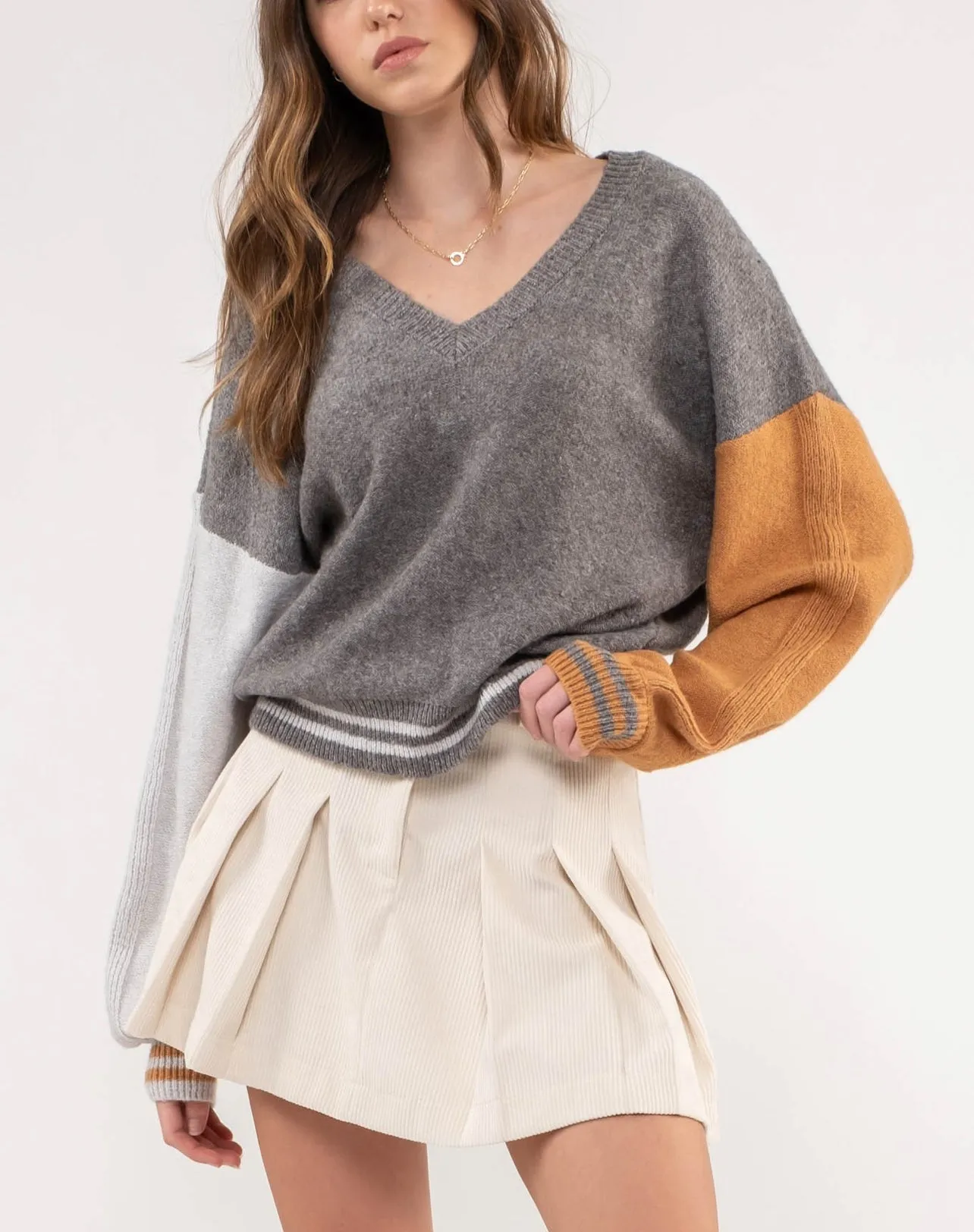 V-Neck Colorblock Sweater