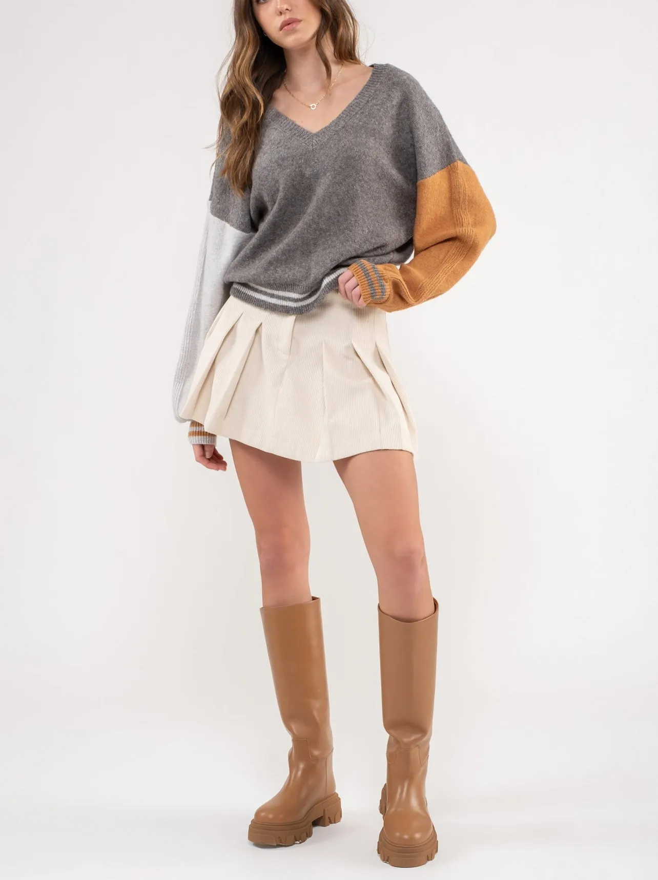 V-Neck Colorblock Sweater