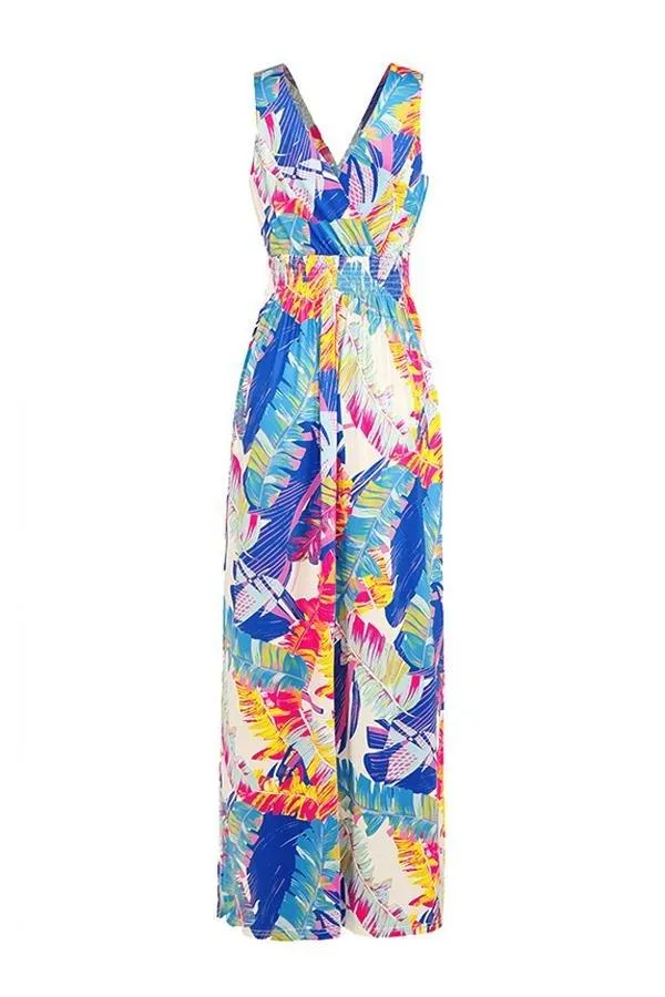 V-neck Printed Vest Skirt