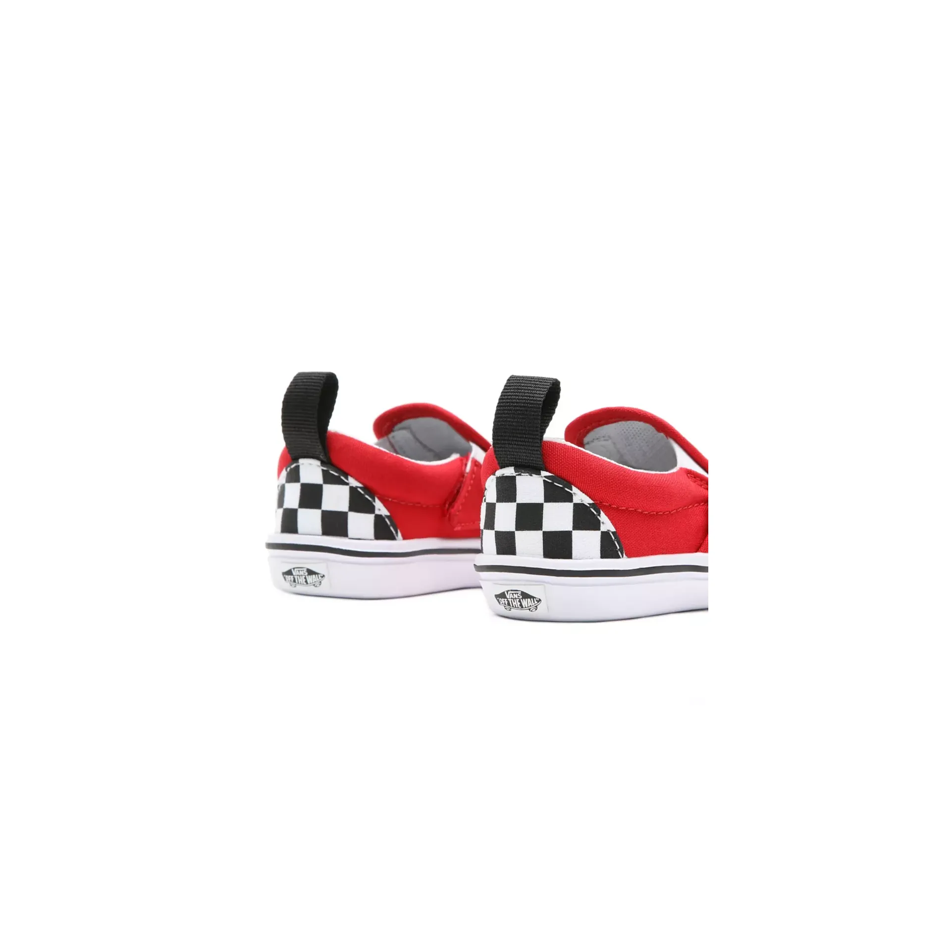 Vans Kid's Checkerboard Comfycush Slip On V Shoes - Black / Red