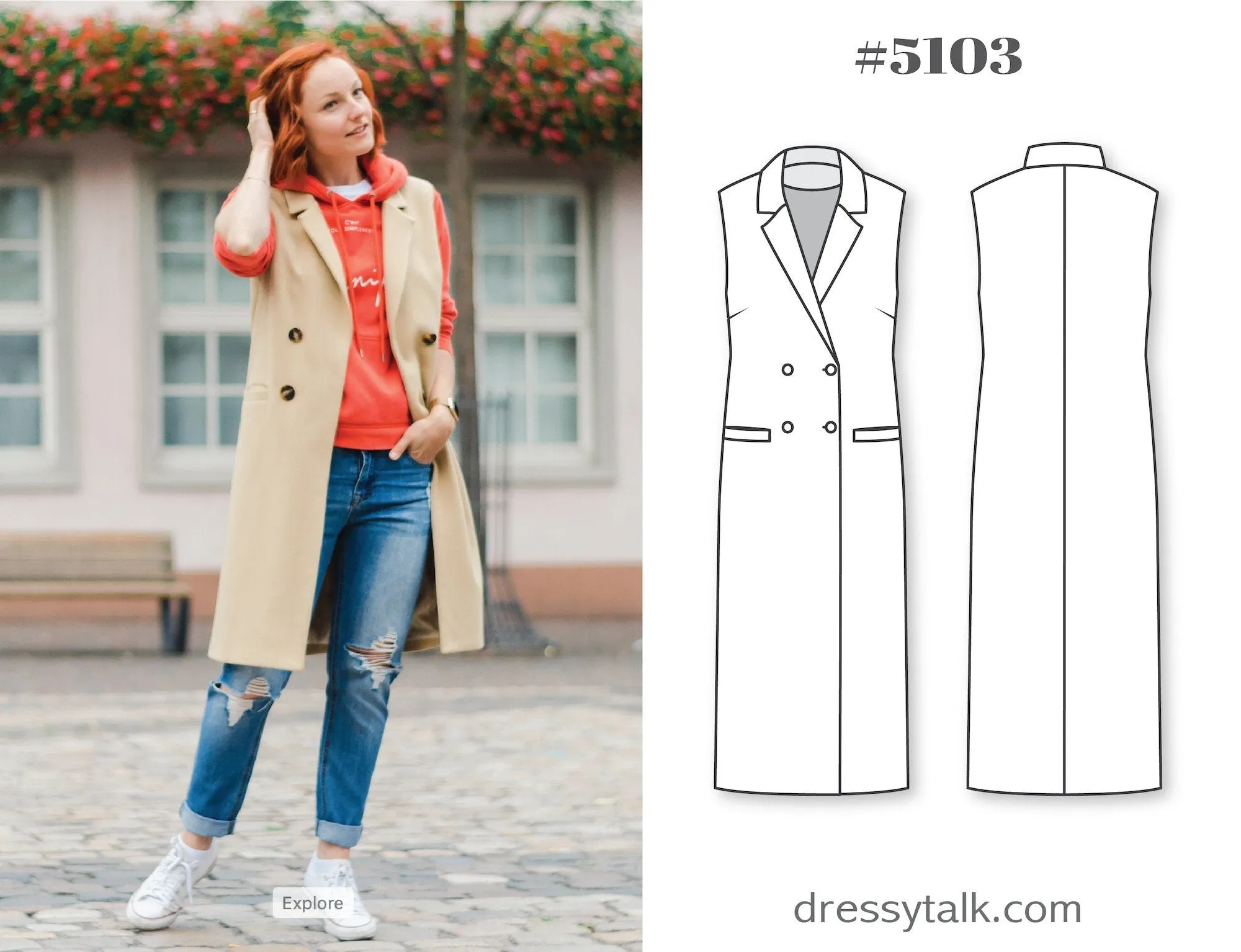 Vest Coat Sewing Pattern - Sleeveless Blazer Pattern - Jacket Pattern - Modern Pattern - Sewing Pattern For Woman - Fashion Patterns - PDF