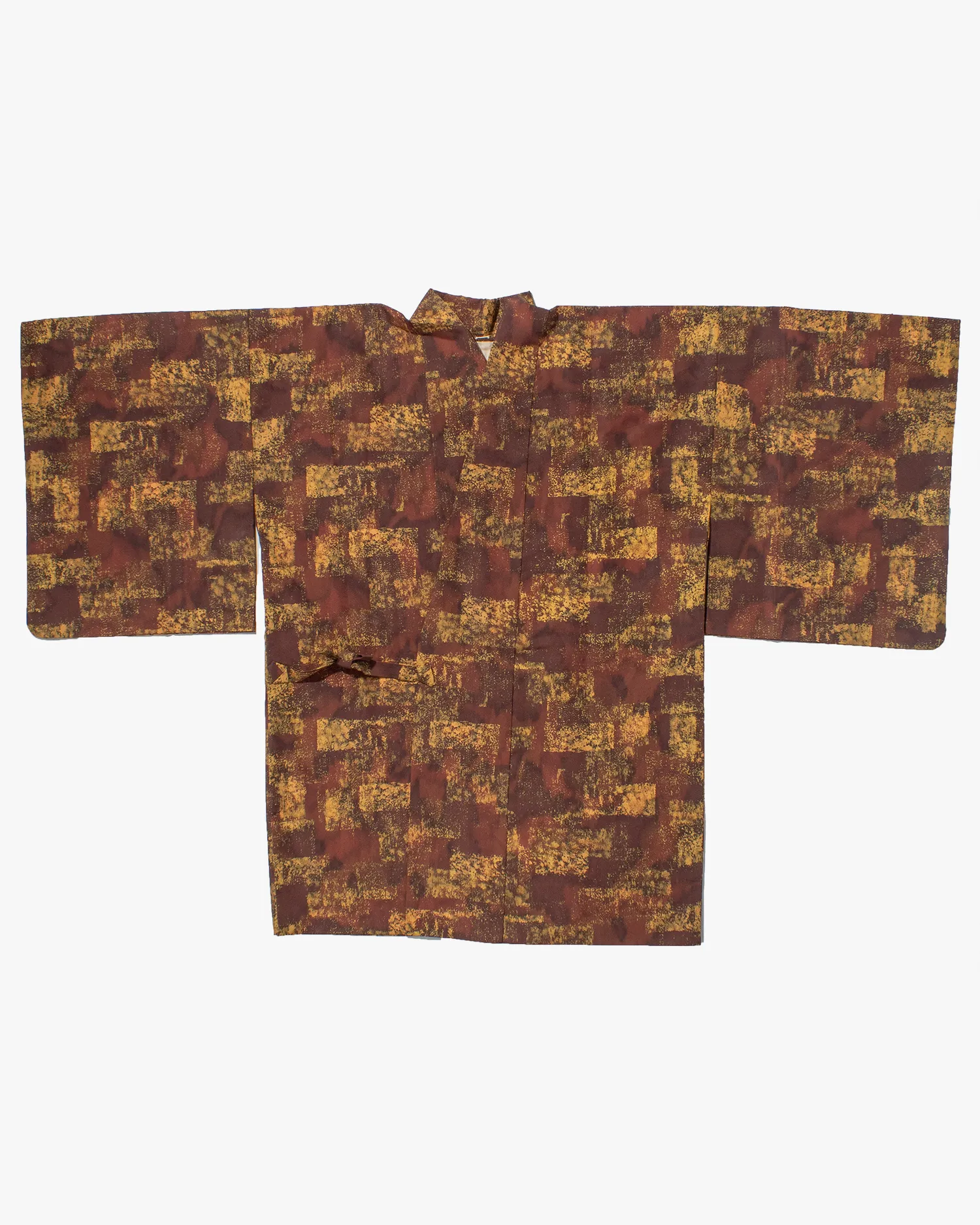 Vintage Haori Jacket, Brown Multi-Square Pattern