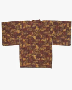 Vintage Haori Jacket, Brown Multi-Square Pattern