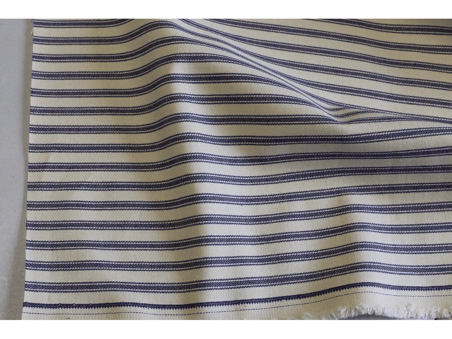 Vintage  Style Ticking Stripe, Twill Cotton Lining Fabric - Blue Stripes, Traditional Fabric for Dress, Shirt, Crafts and Lining