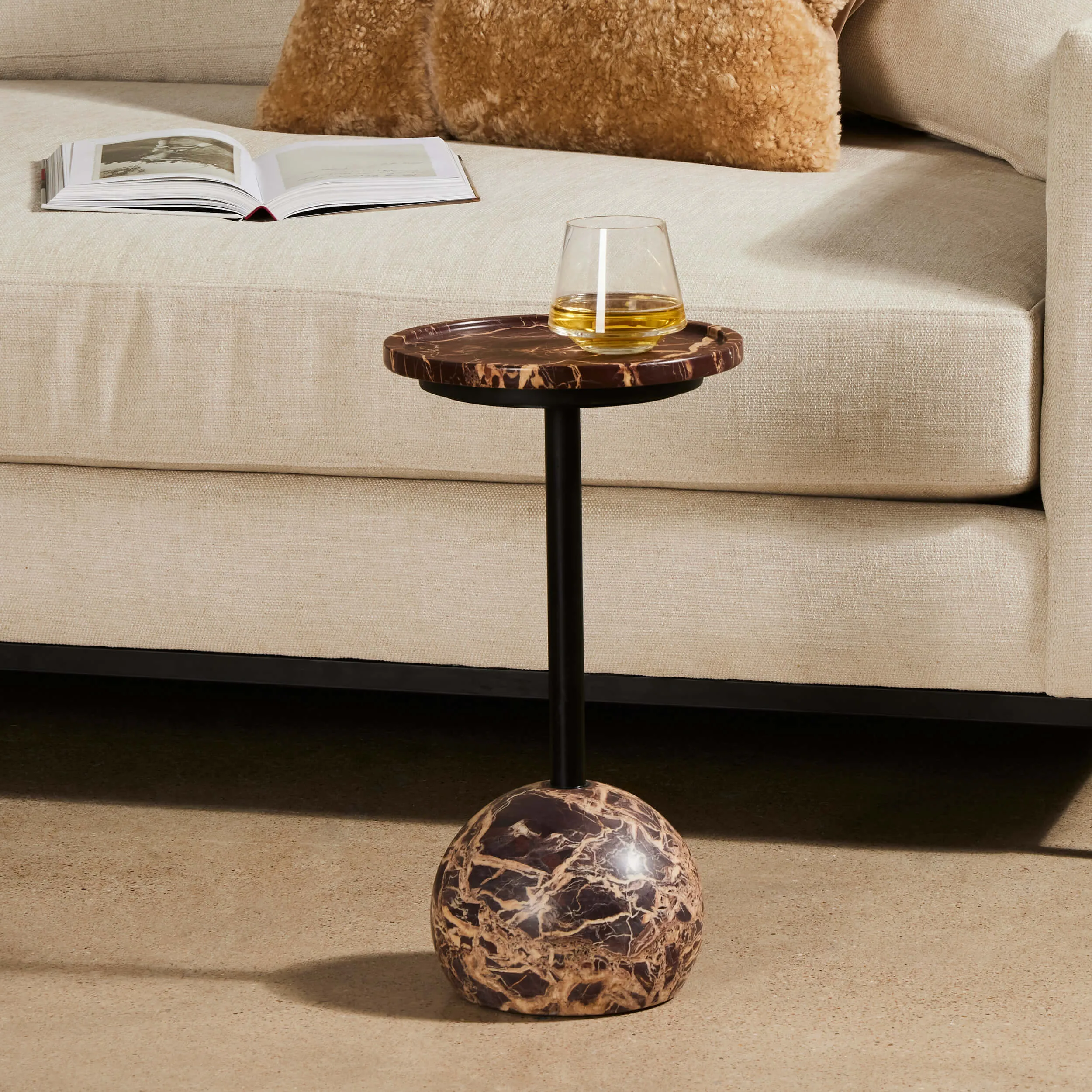 Viola Accent Table, Merlot Marble