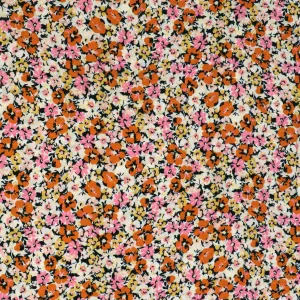 Viscose Lawn - Orange   Pink Floral - END OF BOLT 45cm