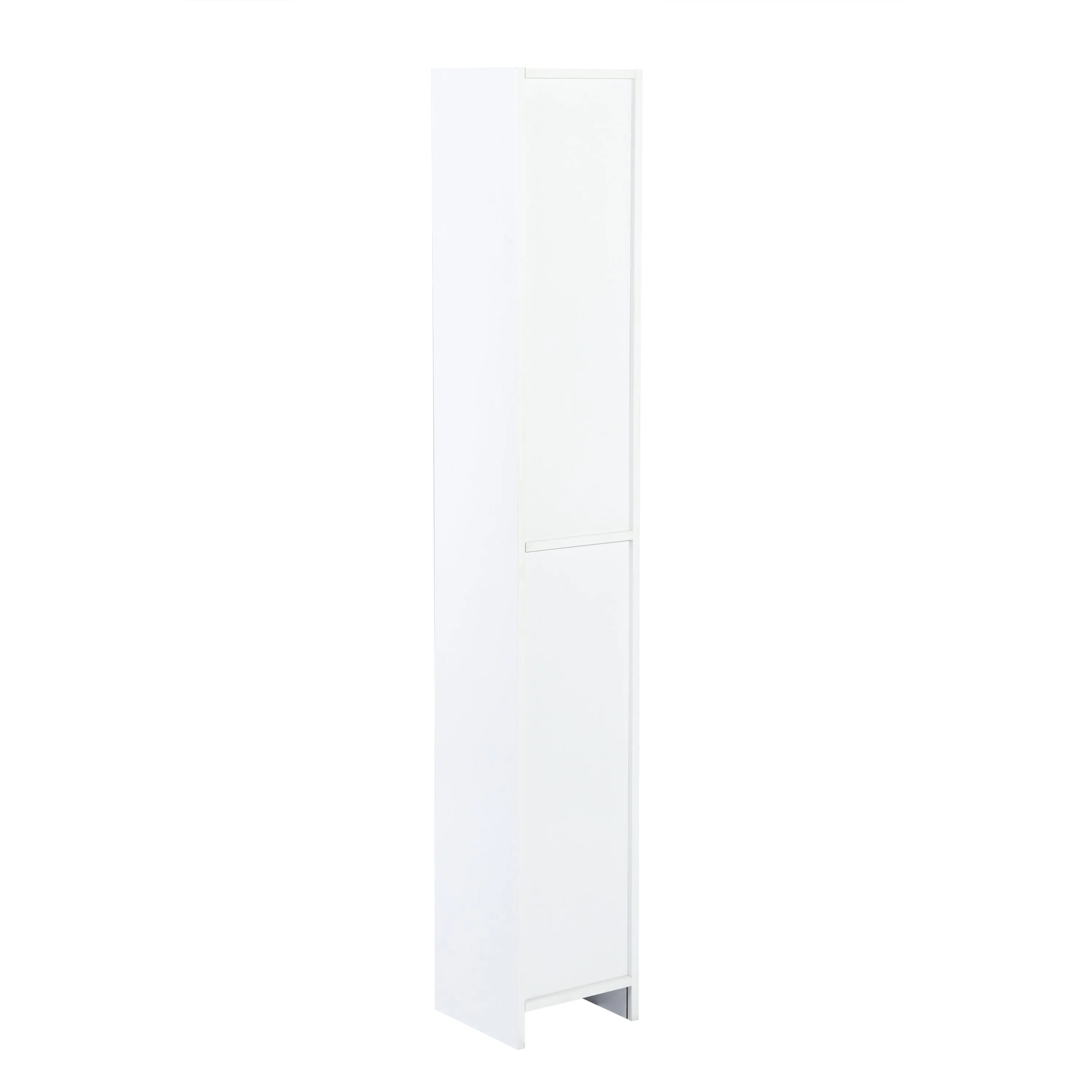 White Bathroom Storage Cabinet with Shelf Narrow Corner Organizer Floor Standing (H63 6 Shelves 1 Door)