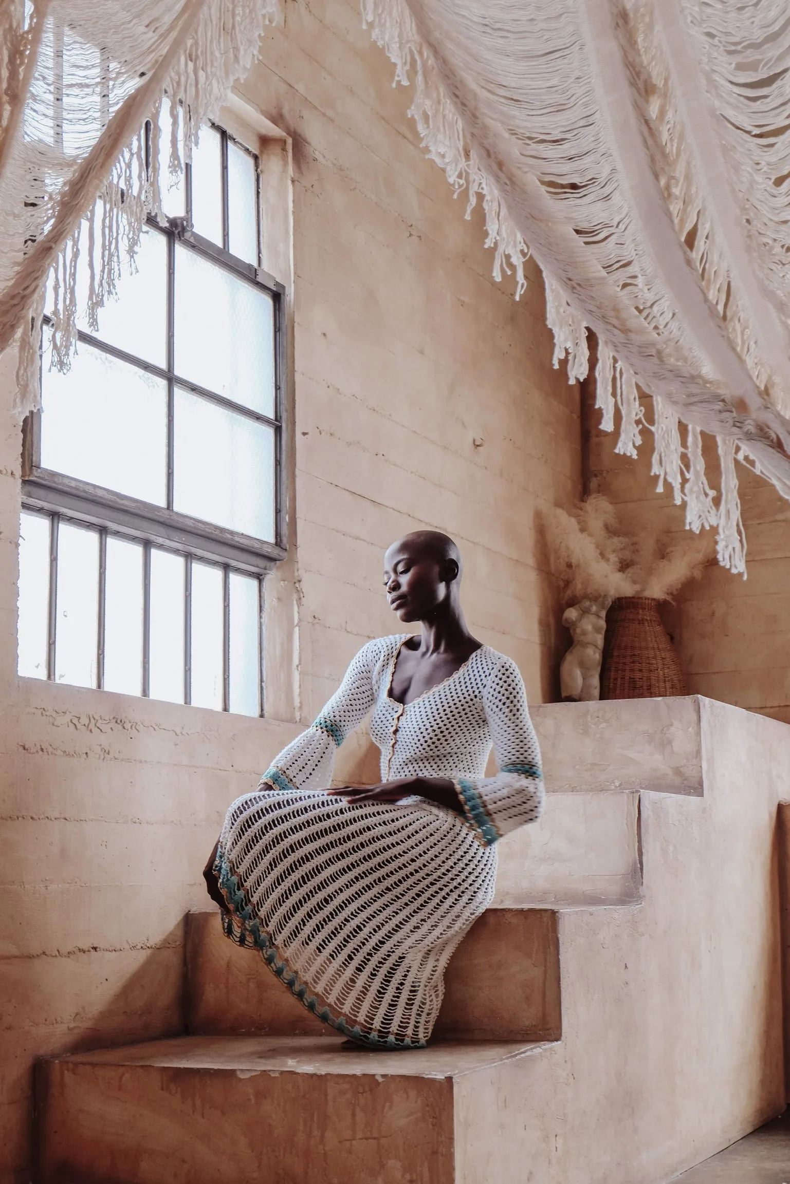 White Myna Crochet Dress