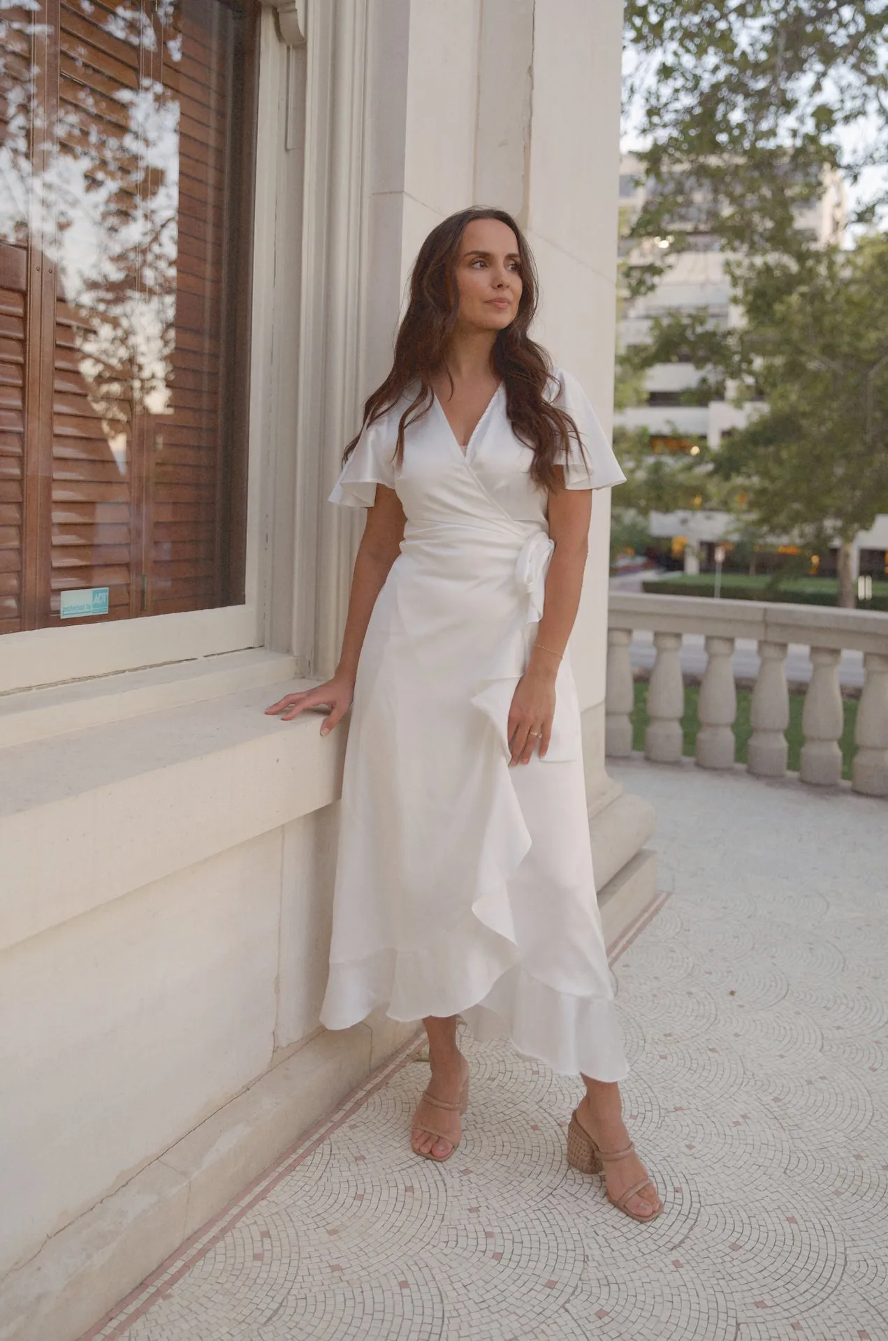 White Satin Midi Dress