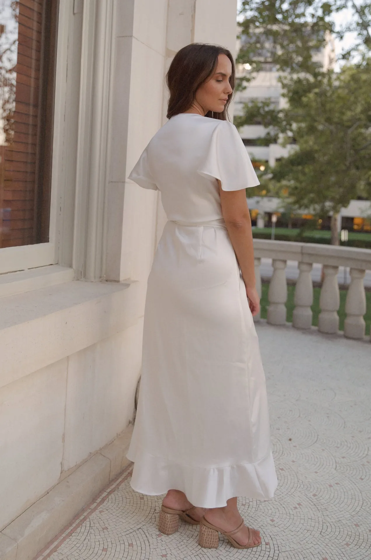 White Satin Midi Dress