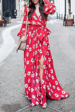 Wondrous Floral Deep V Maxi Dress