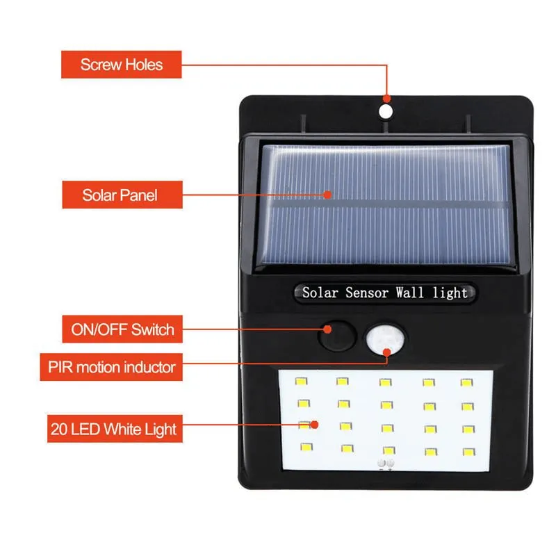 Yard/Path/Garden Security Solar Power Wall Light PIR Motion Sensor 35 LED 350 Lumen