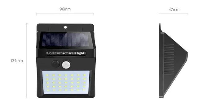 Yard/Path/Garden Security Solar Power Wall Light PIR Motion Sensor 35 LED 350 Lumen