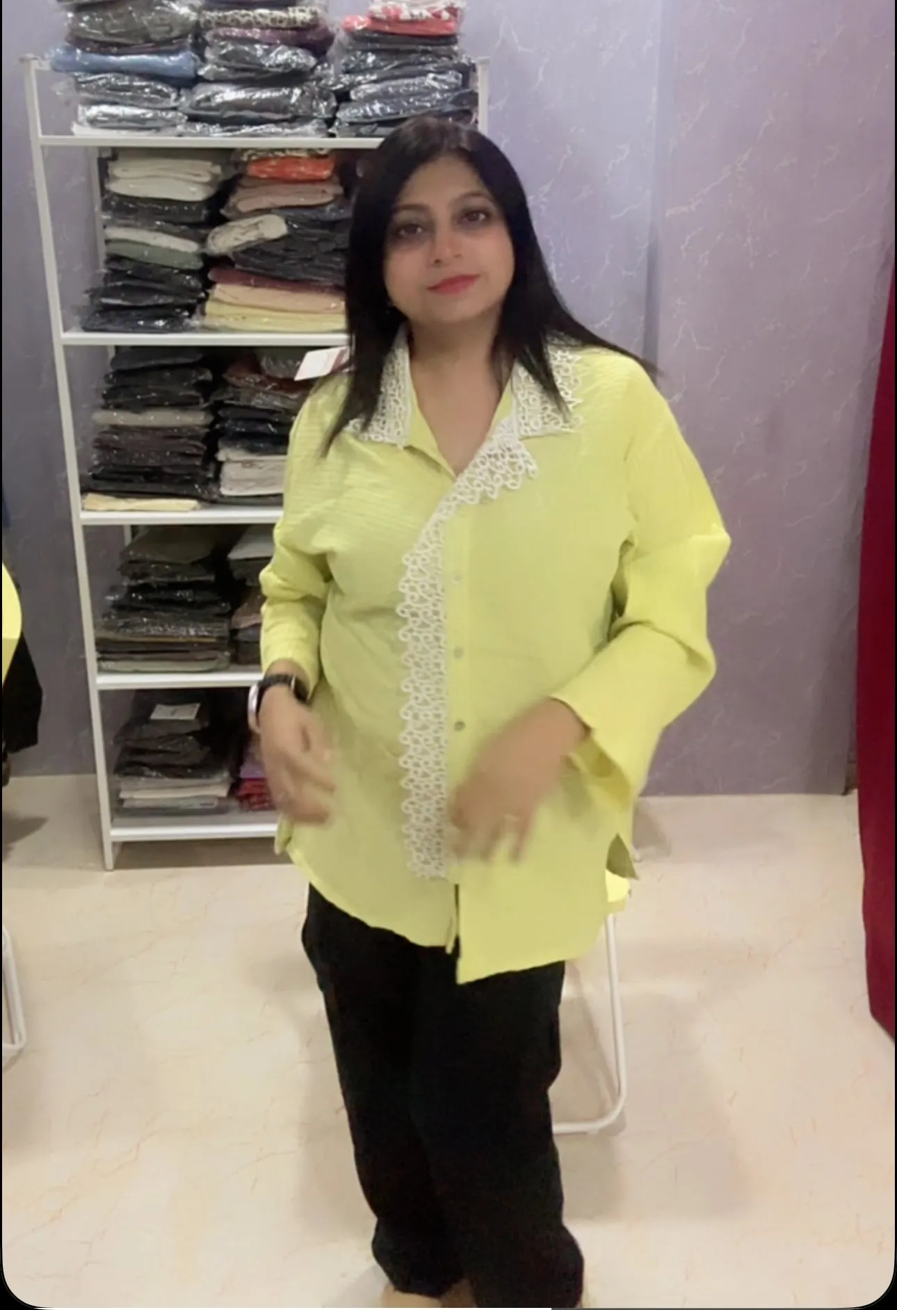 Yellow Cotton Shirt with Lace