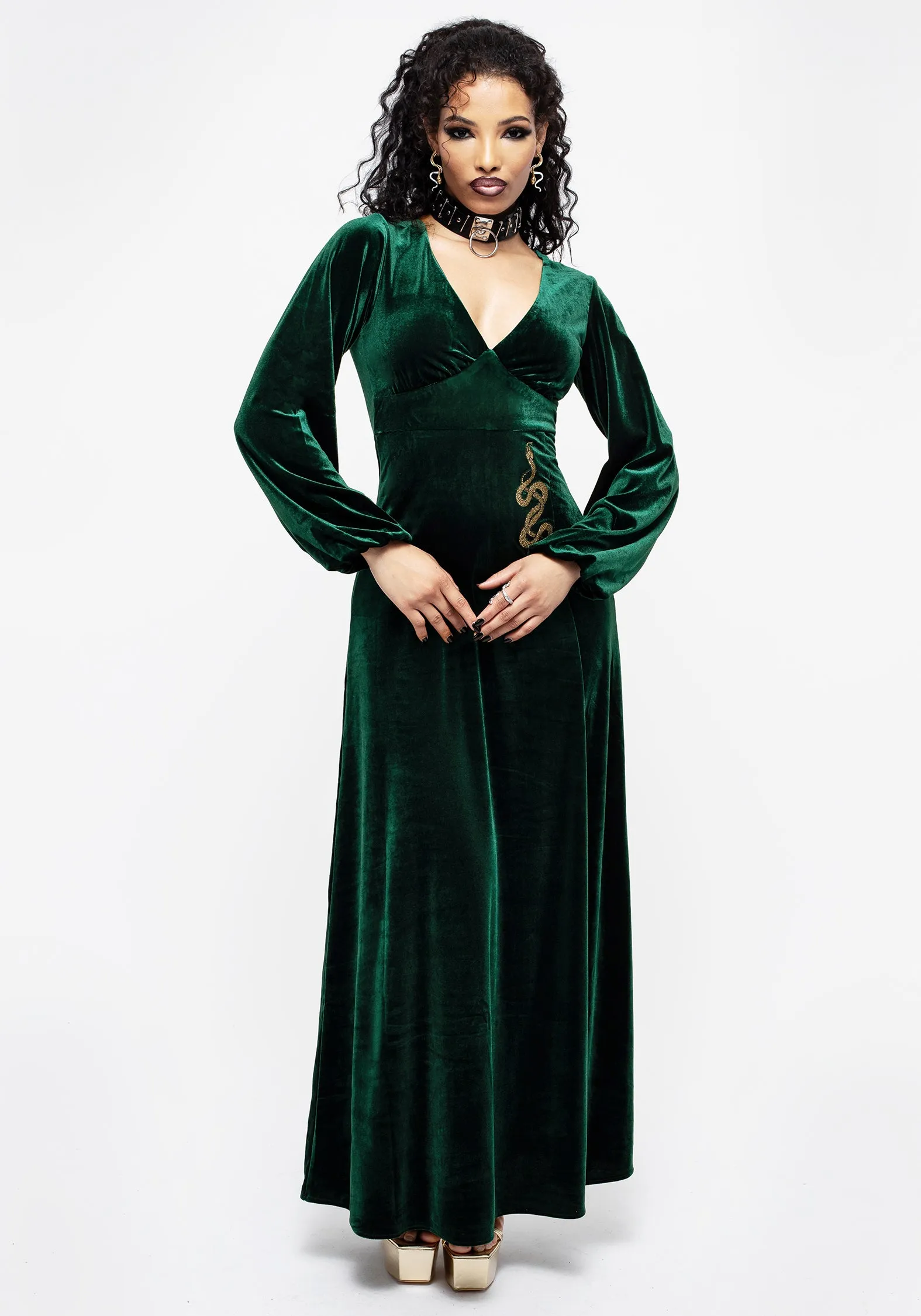 Zarina Long Sleeve Velour Maxi Dress